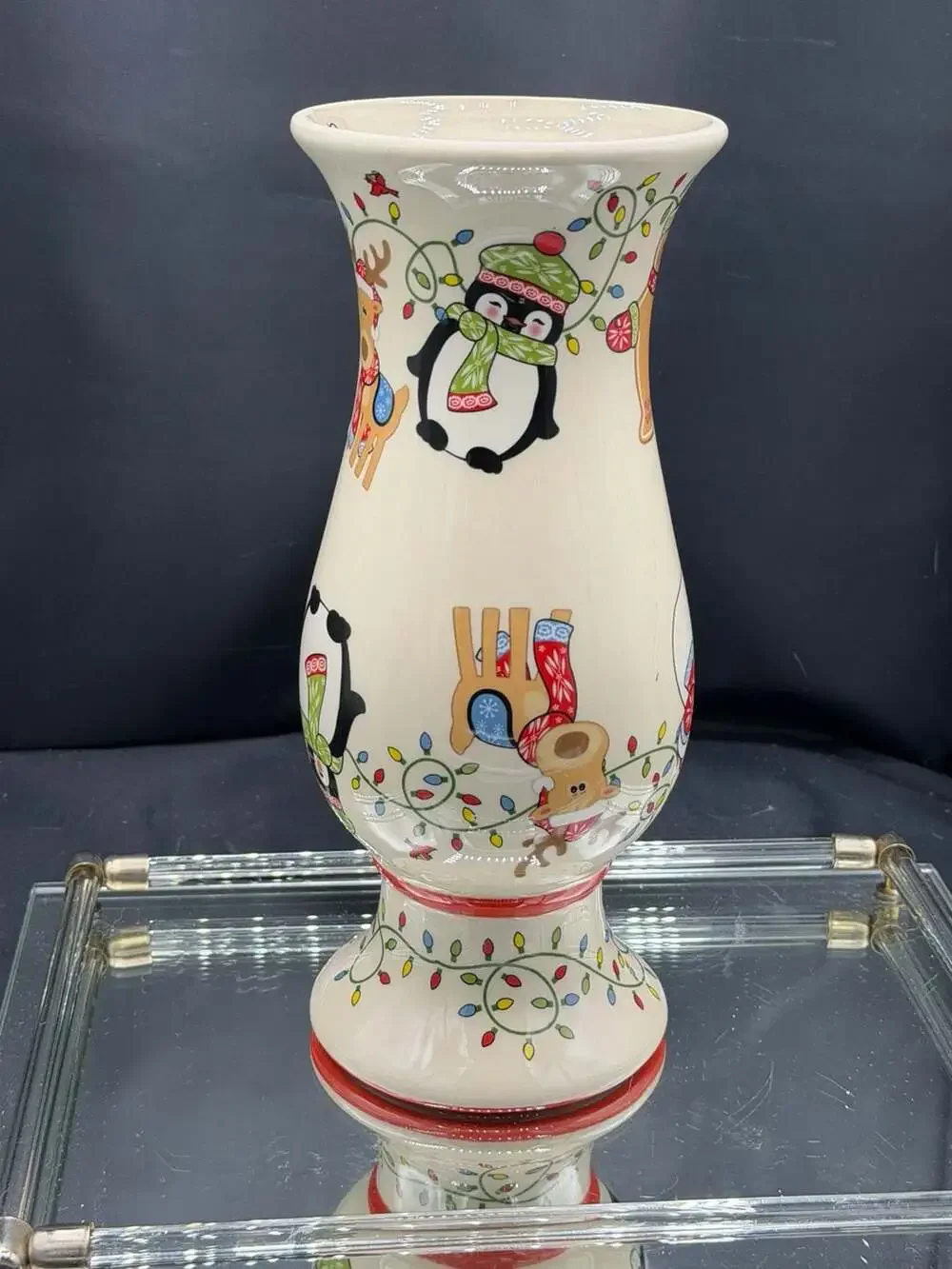 Temp-tations Christmas Ceramic 2-in-1 Convertible Vase and Candlestick Holder
